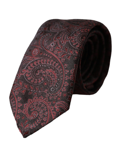 Шовкова регульована чоловіча краватка з малюнком Dolce &amp; Gabbana Bordeaux