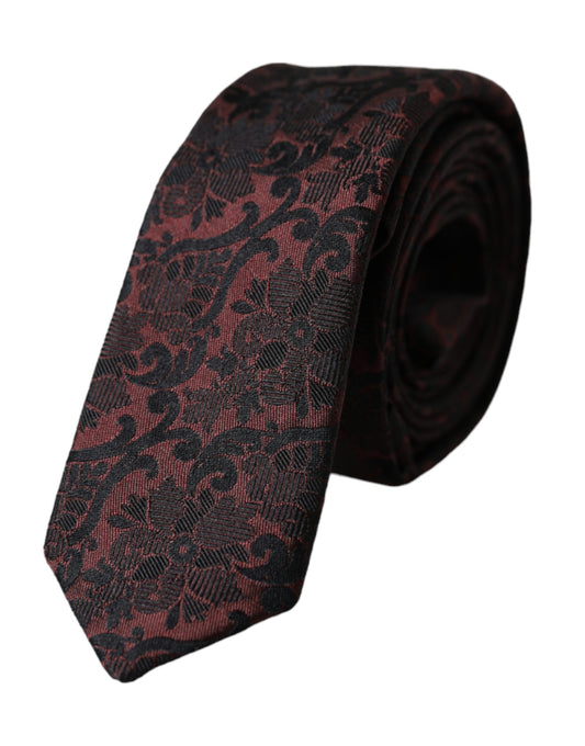 Регульована чоловіча краватка Dolce &amp; Gabbana Maroon Floral Fantasy Silk