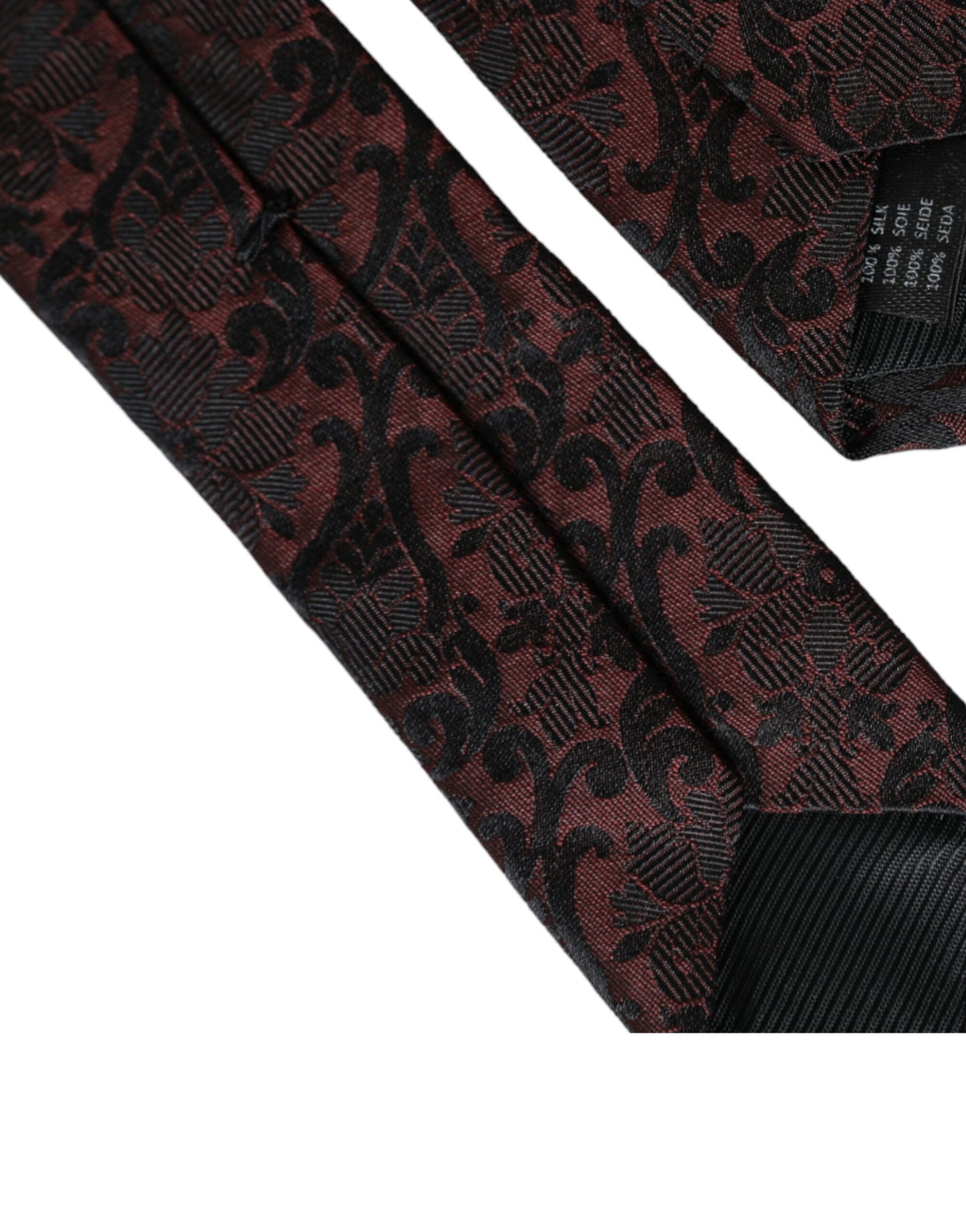 Регульована чоловіча краватка Dolce &amp; Gabbana Maroon Floral Fantasy Silk
