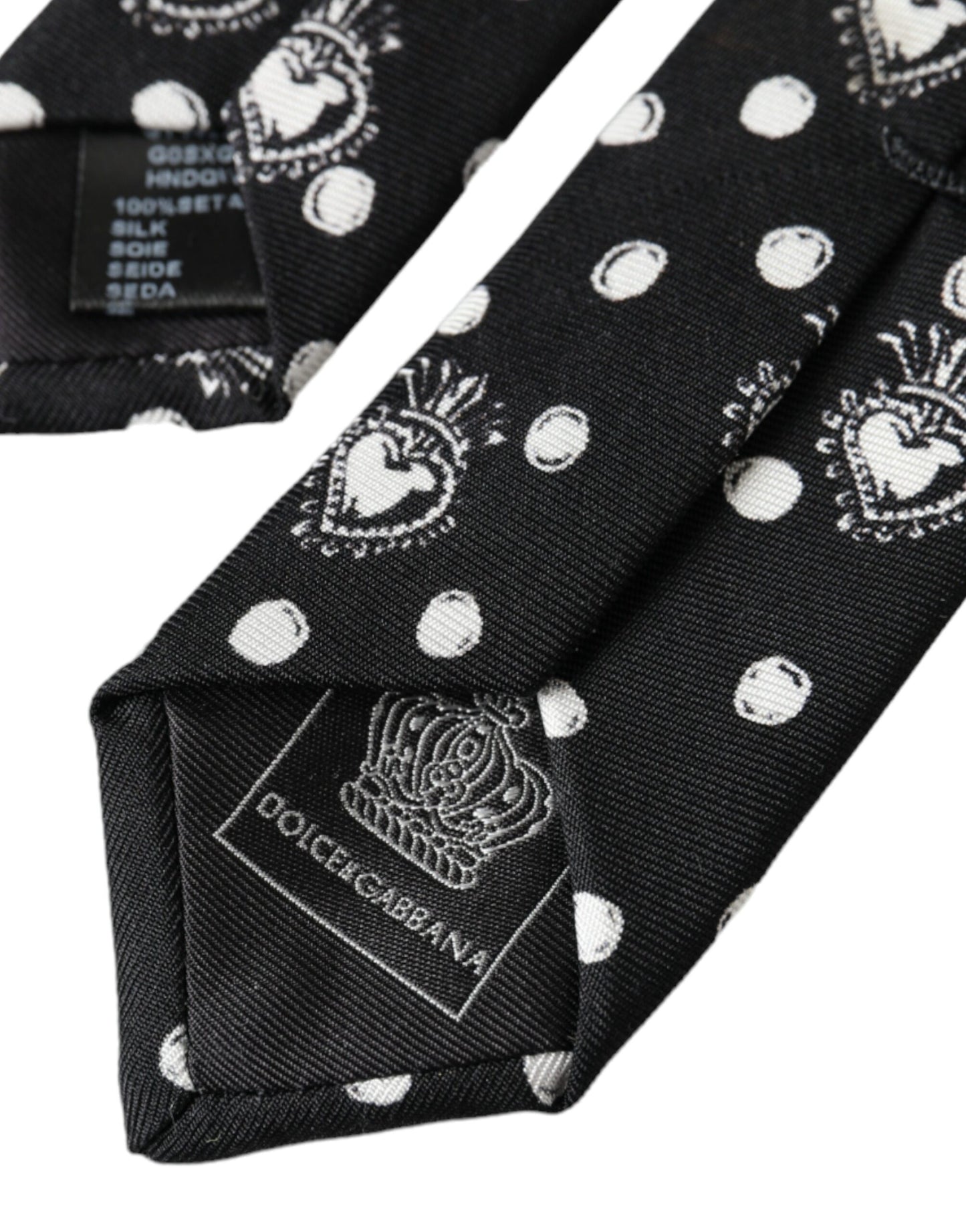 Регульована краватка Dolce &amp; Gabbana Black Heart Polka Dot
