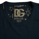 Темно-синя бавовняна футболка Dolce &amp; Gabbana з круглим вирізом і короткими рукавами