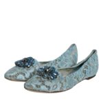 Dolce &amp; Gabbana Blue Lace Crystal Балетки Лофери Туфлі