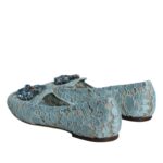 Dolce &amp; Gabbana Blue Lace Crystal Балетки Лофери Туфлі