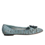 Dolce &amp; Gabbana Blue Lace Crystal Балетки Лофери Туфлі