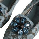 Dolce &amp; Gabbana Blue Lace Crystal Балетки Лофери Туфлі