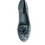 Dolce &amp; Gabbana Blue Lace Crystal Балетки Лофери Туфлі