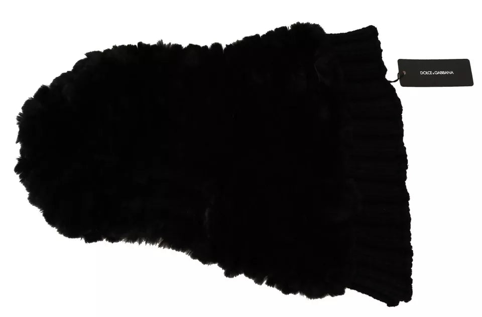 Хутровий кашеміровий хутр Dolce &amp; Gabbana Black Silver Fox з капюшоном