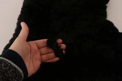 Хутровий кашеміровий хутр Dolce &amp; Gabbana Black Silver Fox з капюшоном