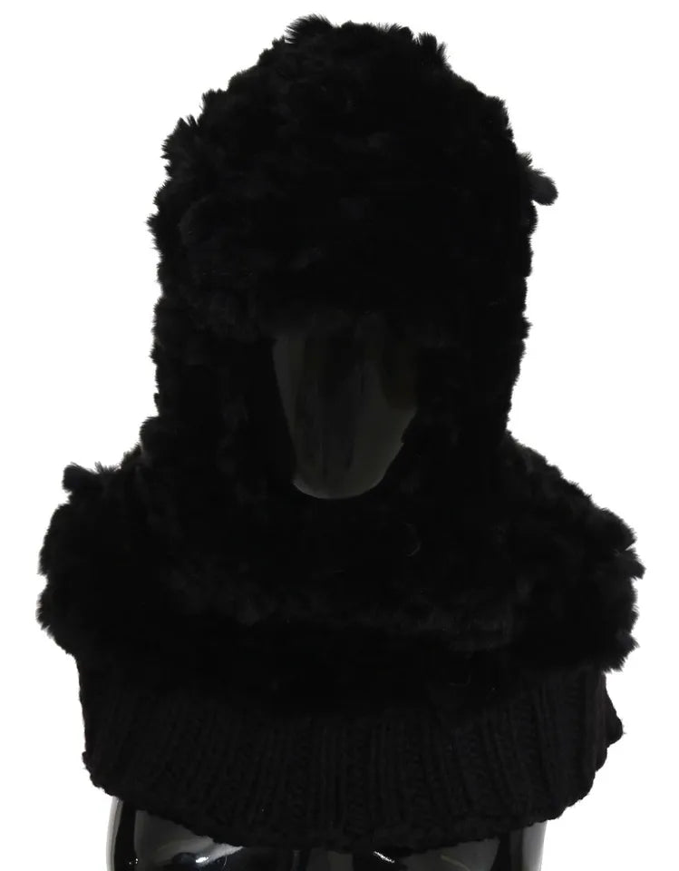 Хутровий кашеміровий хутр Dolce &amp; Gabbana Black Silver Fox з капюшоном