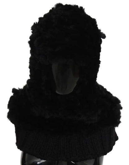 Хутровий кашеміровий хутр Dolce &amp; Gabbana Black Silver Fox з капюшоном