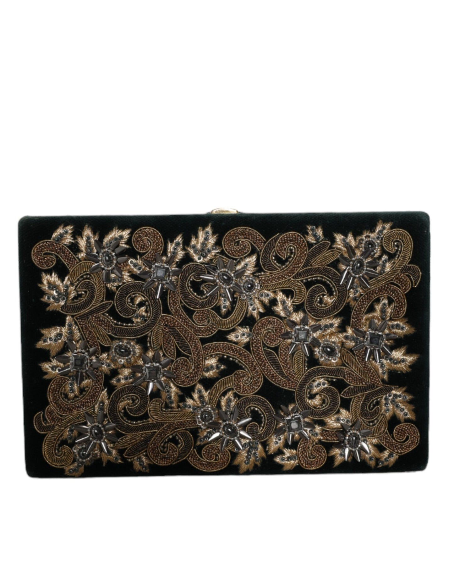 Вечірня сумочка-гаманець Dolce &amp; Gabbana Black Velvet Gold Frame