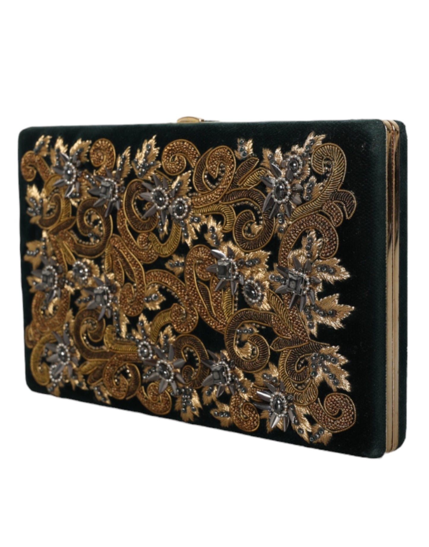 Вечірня сумочка-гаманець Dolce &amp; Gabbana Black Velvet Gold Frame