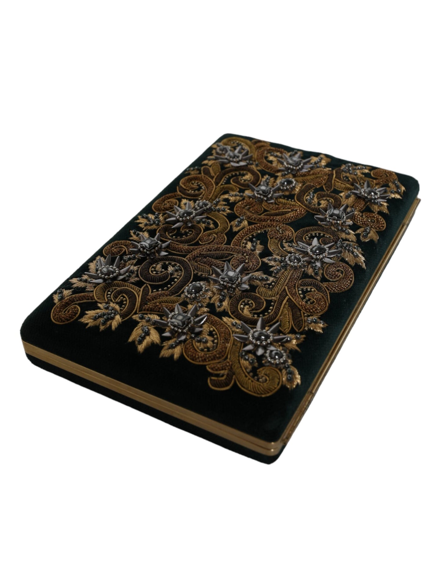 Вечірня сумочка-гаманець Dolce &amp; Gabbana Black Velvet Gold Frame
