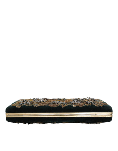 Вечірня сумочка-гаманець Dolce &amp; Gabbana Black Velvet Gold Frame