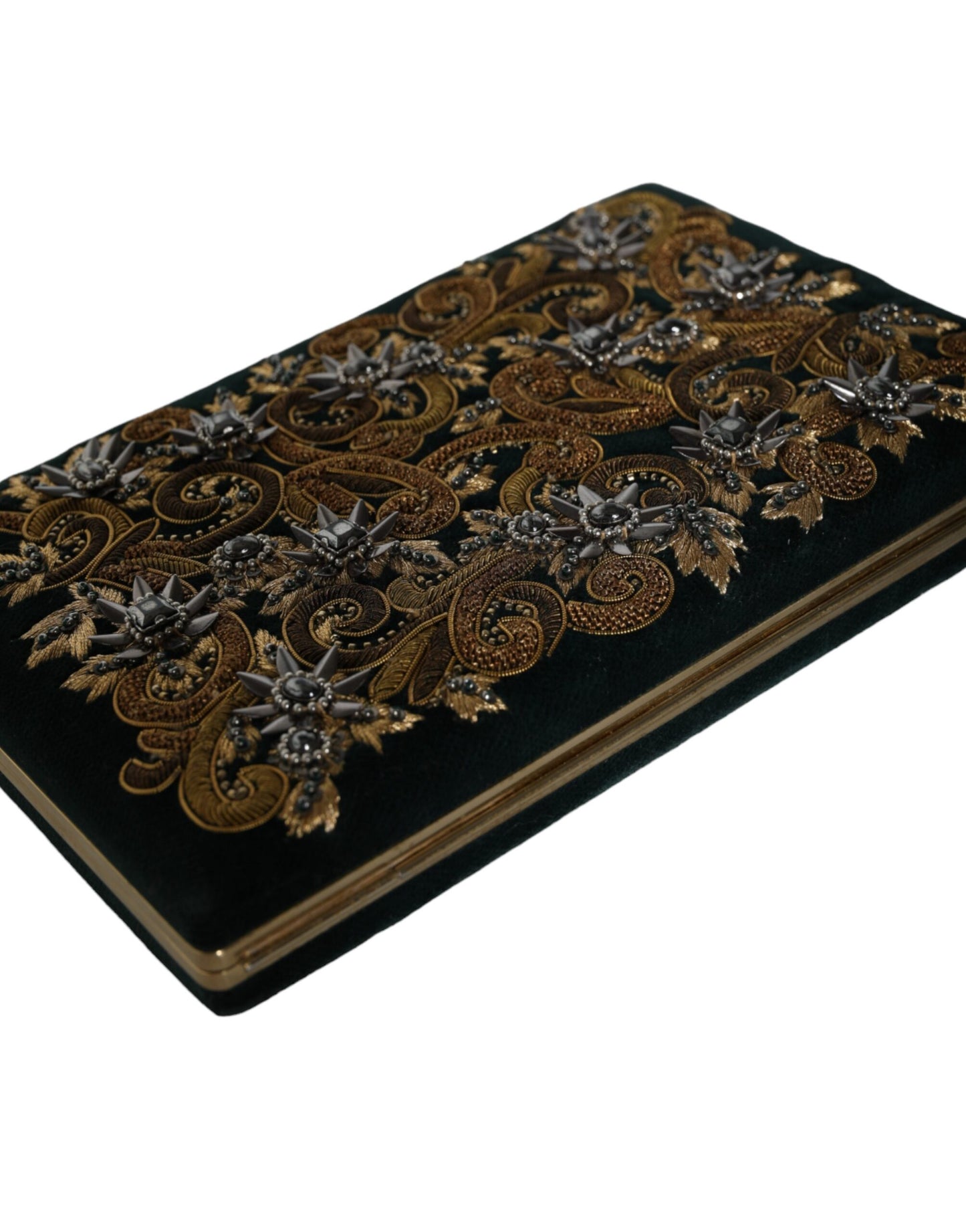Вечірня сумочка-гаманець Dolce &amp; Gabbana Black Velvet Gold Frame