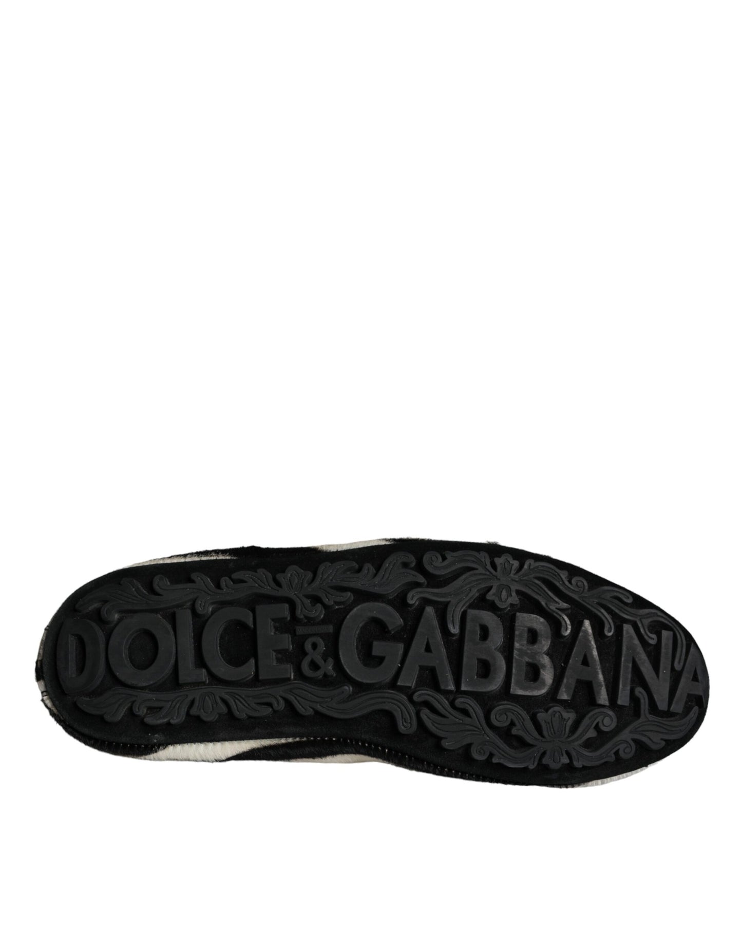 Чоловіче взуття Dolce &amp; Gabbana. Чорно-білі лофери з телячого хутра