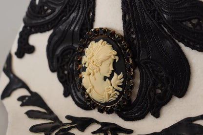 Капелюх Dolce &amp; Gabbana з білою чорною вовною і брошкою з камеєю