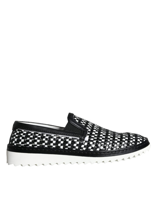 Чоловічі лофери Dolce &amp; Gabbana Black White Weaved Slip On