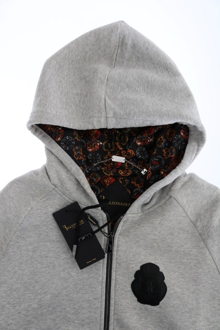 Елегантний сірий бавовняний спортивний костюм Billionaire Italian Couture з капюшоном