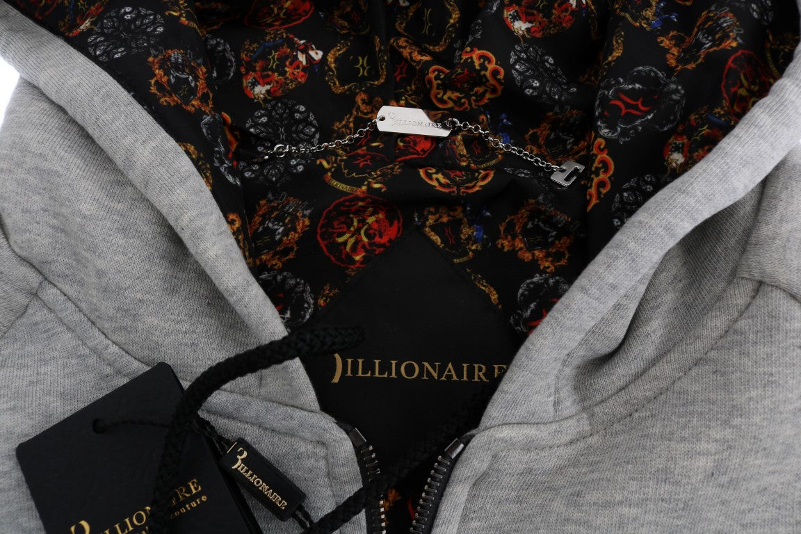 Елегантний сірий бавовняний спортивний костюм Billionaire Italian Couture з капюшоном