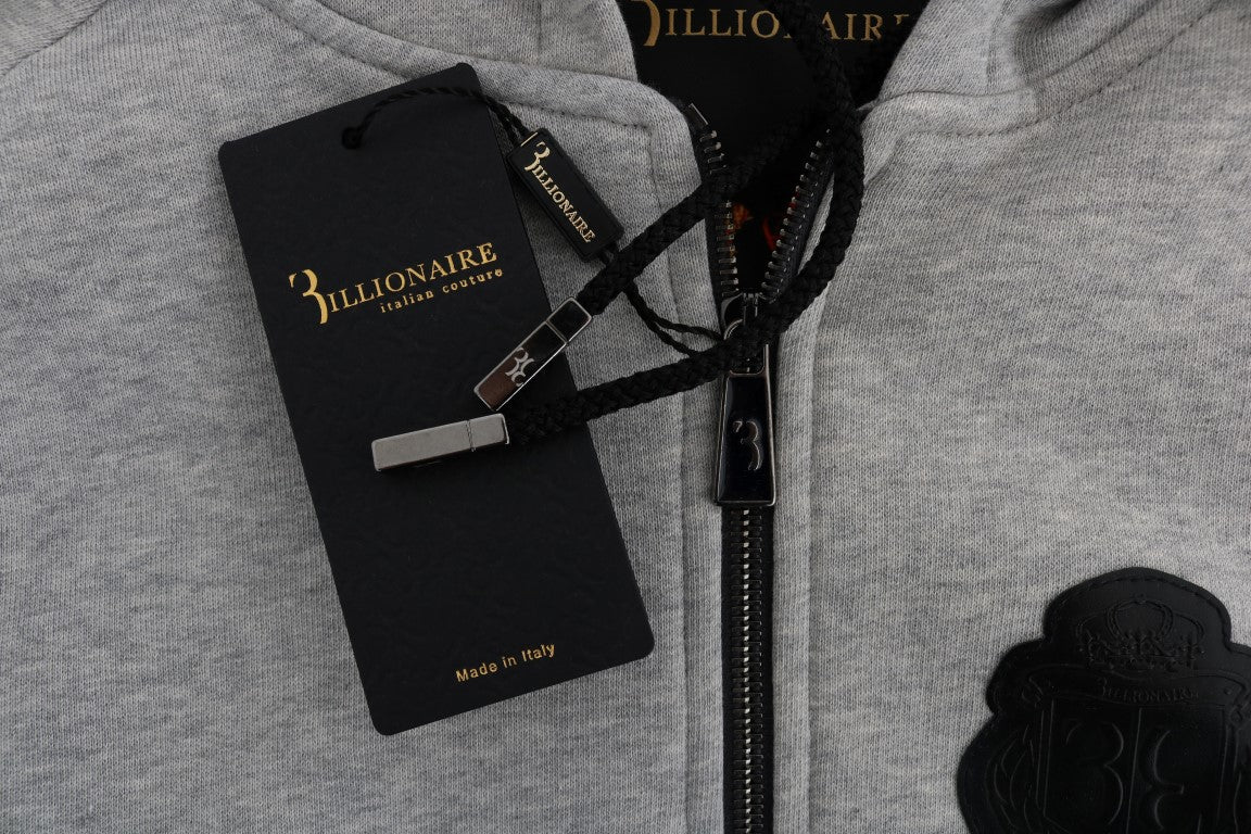 Елегантний сірий бавовняний спортивний костюм Billionaire Italian Couture з капюшоном