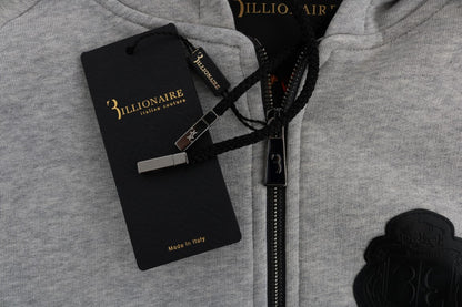 Елегантний сірий бавовняний спортивний костюм Billionaire Italian Couture з капюшоном