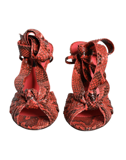 Dolce &amp; Gabbana Coral Exotic Leather Heels Босоніжки
