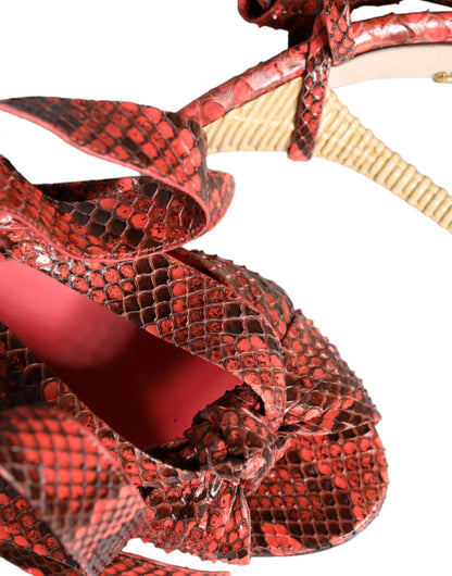 Dolce &amp; Gabbana Coral Exotic Leather Heels Босоніжки