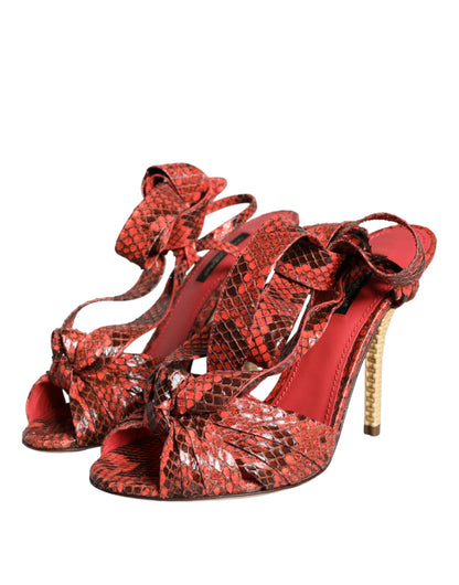 Dolce &amp; Gabbana Coral Exotic Leather Heels Босоніжки