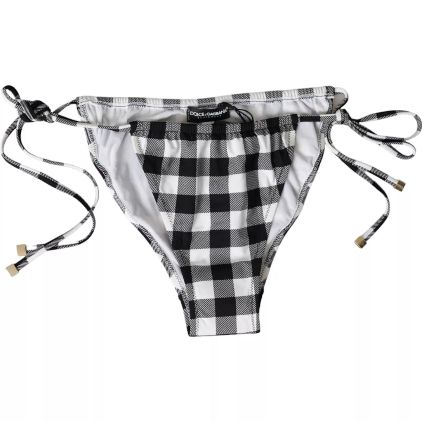 Dolce &amp; Gabbana Black White Купальний костюм у клітку Пляжний одяг Нижнє бікіні