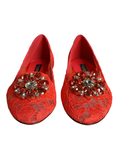 Балетки Dolce &amp; Gabbana Coral Lace Crystal. Лофери