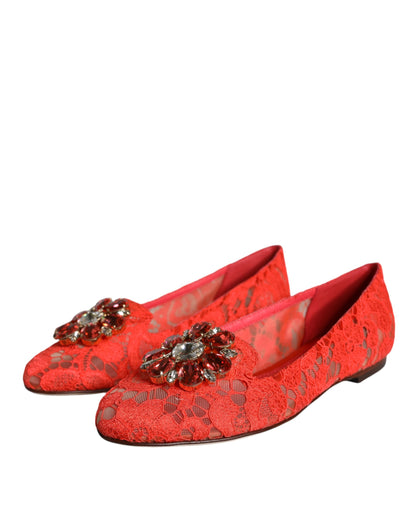 Балетки Dolce &amp; Gabbana Coral Lace Crystal. Лофери