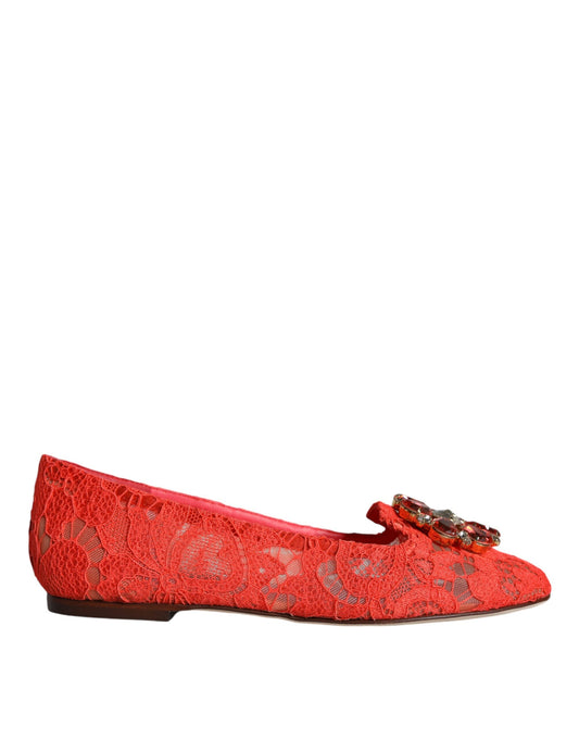 Балетки Dolce &amp; Gabbana Coral Lace Crystal. Лофери
