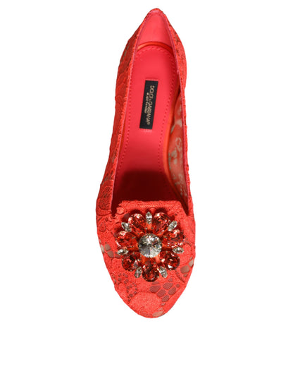 Балетки Dolce &amp; Gabbana Coral Lace Crystal. Лофери