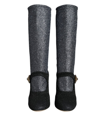 Черевики Dolce &amp; Gabbana Black Crystal Mary Janes Booties