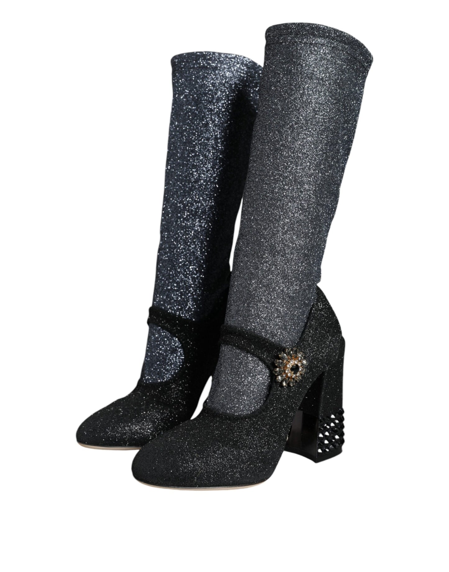 Черевики Dolce &amp; Gabbana Black Crystal Mary Janes Booties