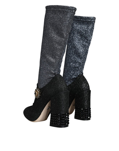 Черевики Dolce &amp; Gabbana Black Crystal Mary Janes Booties