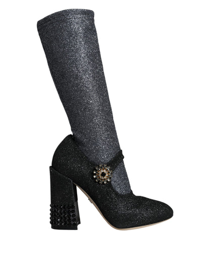 Черевики Dolce &amp; Gabbana Black Crystal Mary Janes Booties