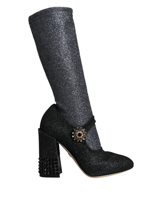 Черевики Dolce &amp; Gabbana Black Crystal Mary Janes Booties