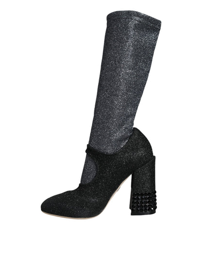 Черевики Dolce &amp; Gabbana Black Crystal Mary Janes Booties