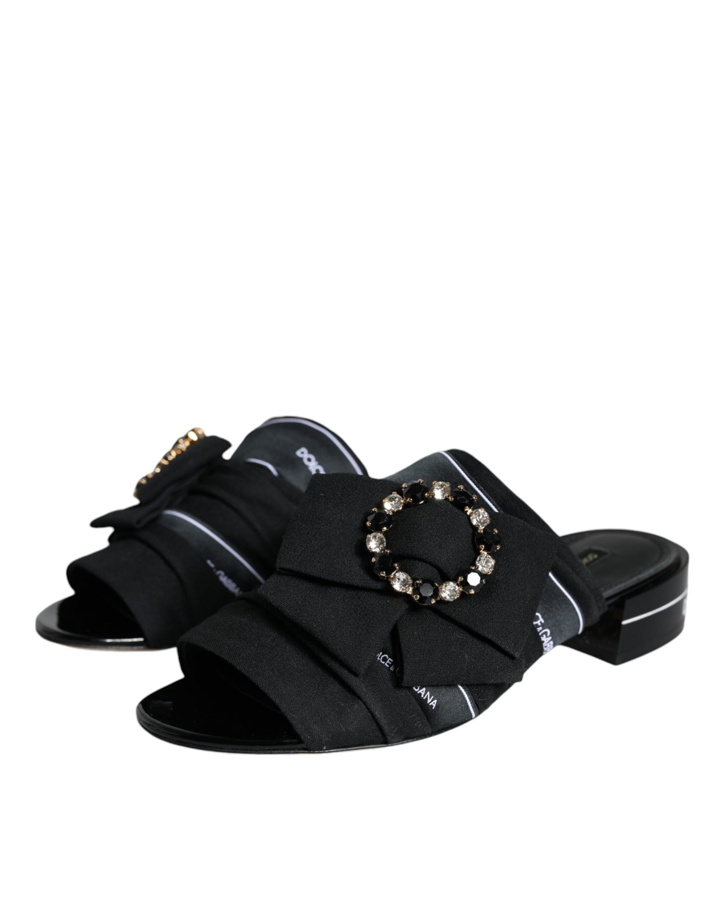 Босоніжки Dolce &amp; Gabbana Black White Crystal Slides