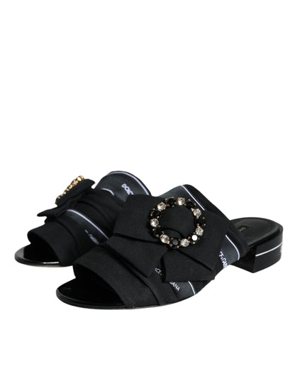 Босоніжки Dolce &amp; Gabbana Black White Crystal Slides
