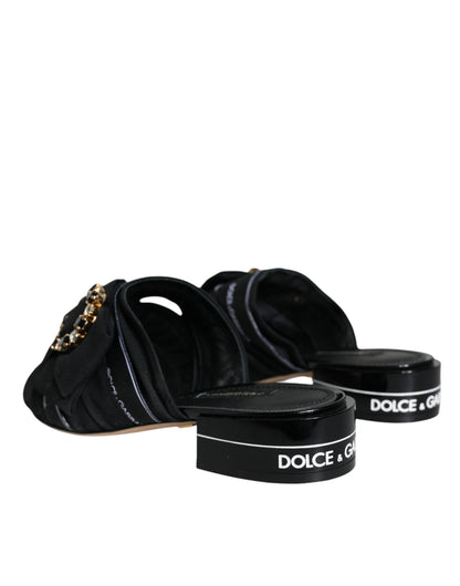 Босоніжки Dolce &amp; Gabbana Black White Crystal Slides