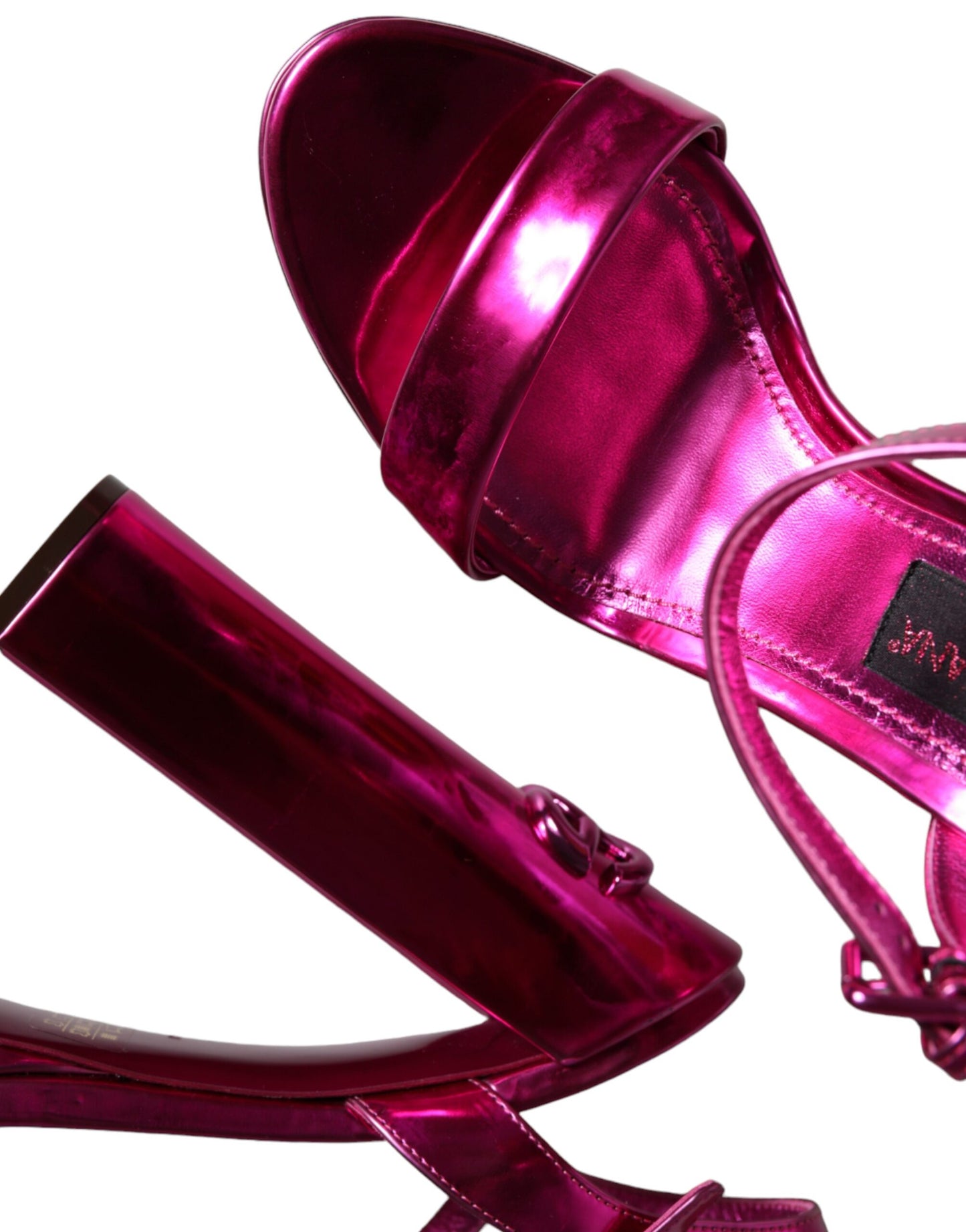 Шкіряні босоніжки Dolce &amp; Gabbana кольору фуксії на платформі з логотипом Keira