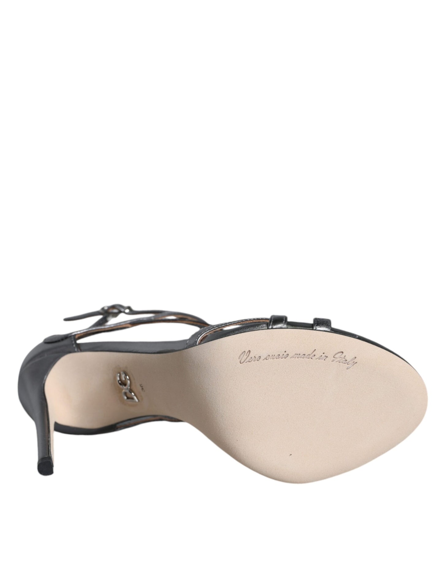 Dolce &amp; Gabbana Silver Keira Шкіряні босоніжки на підборах