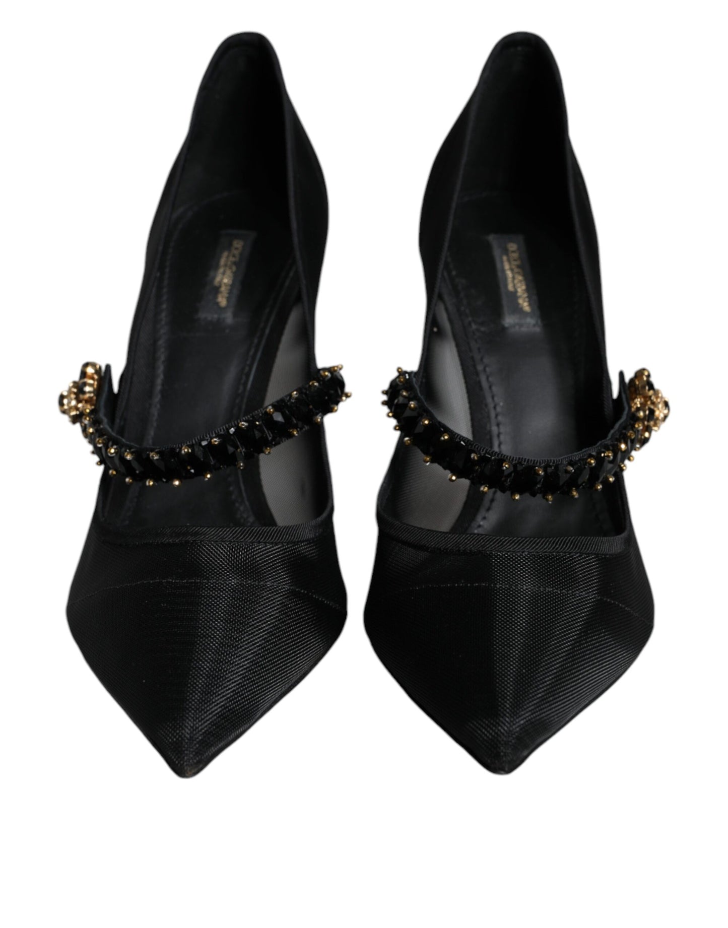 Туфлі-човники Dolce &amp; Gabbana Black Mesh Mary Jane Crystal Heel