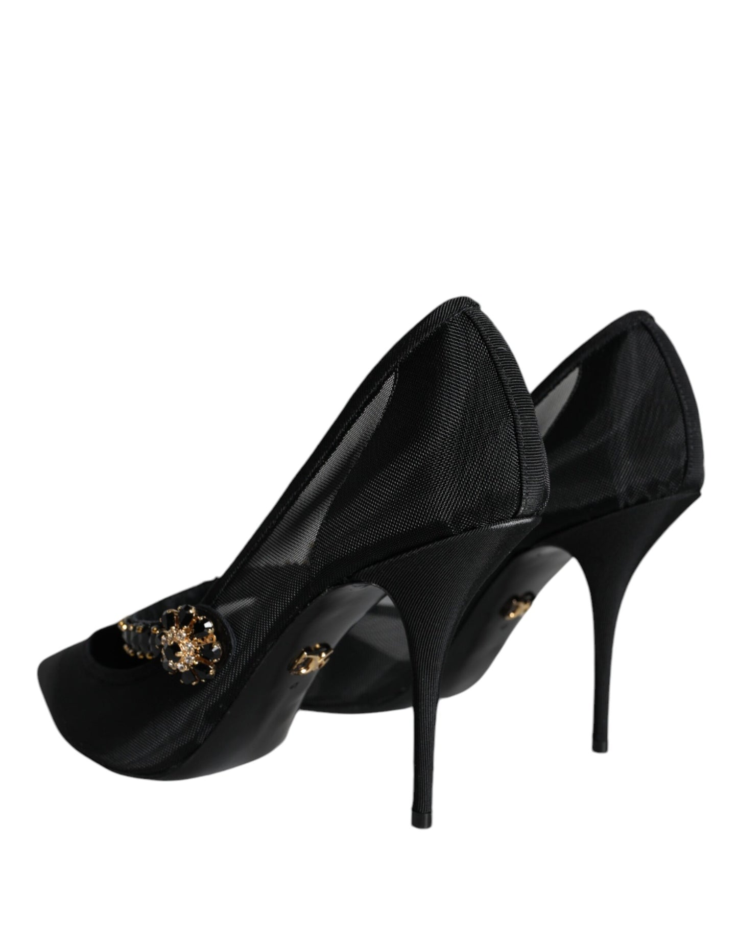 Туфлі-човники Dolce &amp; Gabbana Black Mesh Mary Jane Crystal Heel