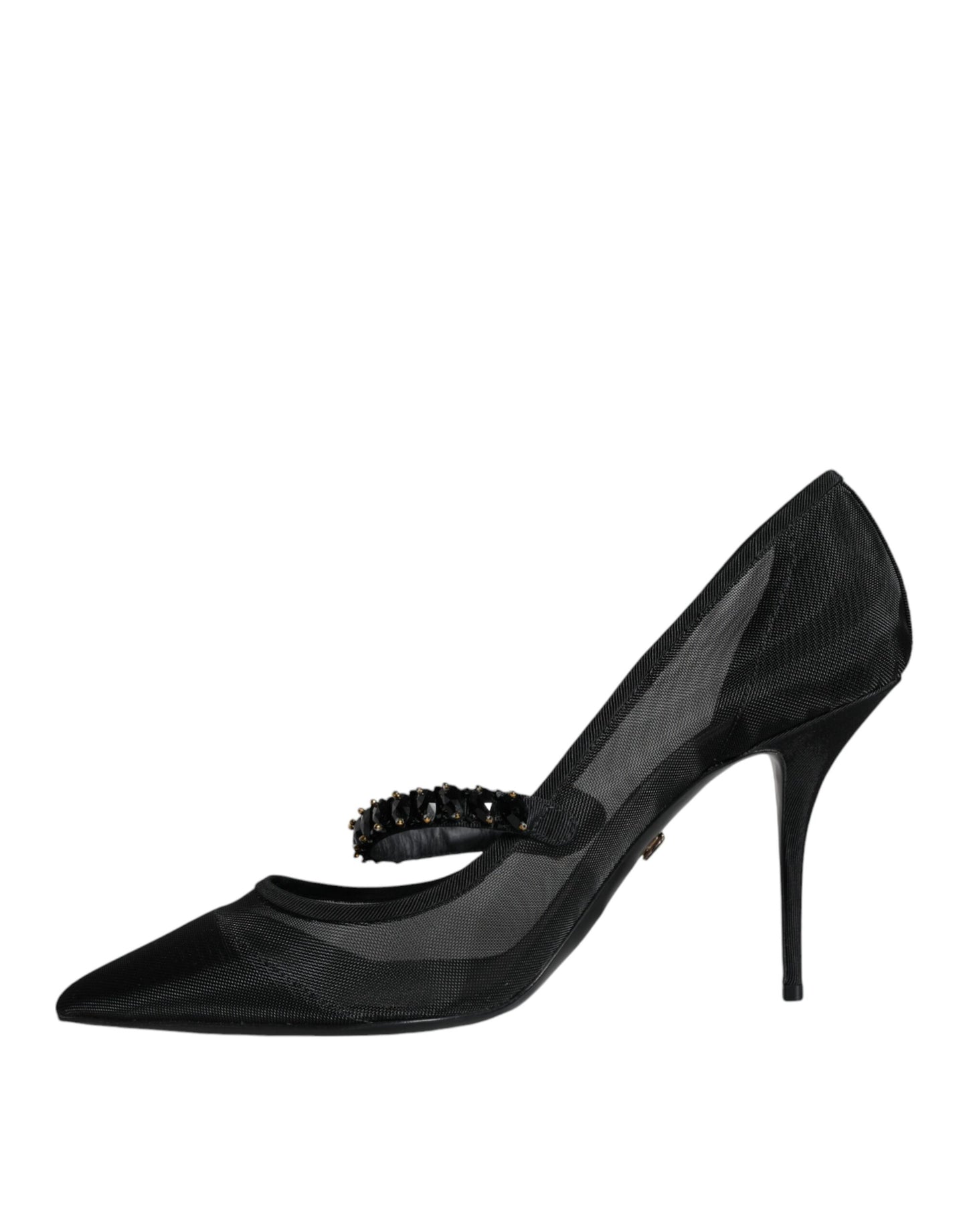 Туфлі-човники Dolce &amp; Gabbana Black Mesh Mary Jane Crystal Heel