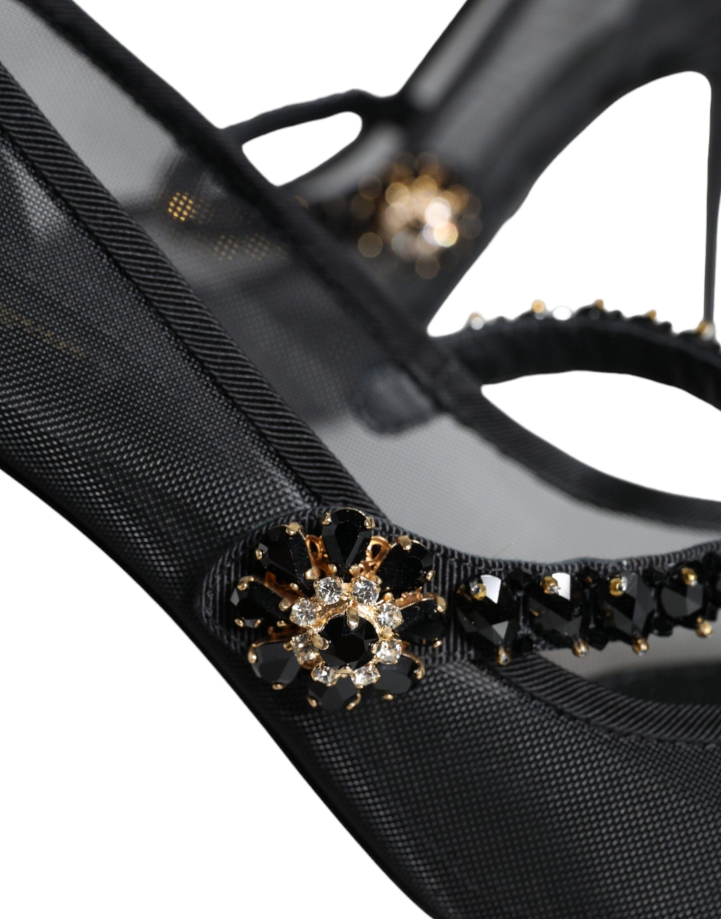Туфлі-човники Dolce &amp; Gabbana Black Mesh Mary Jane Crystal Heel