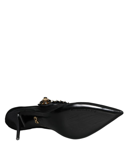 Туфлі-човники Dolce &amp; Gabbana Black Mesh Mary Jane Crystal Heel